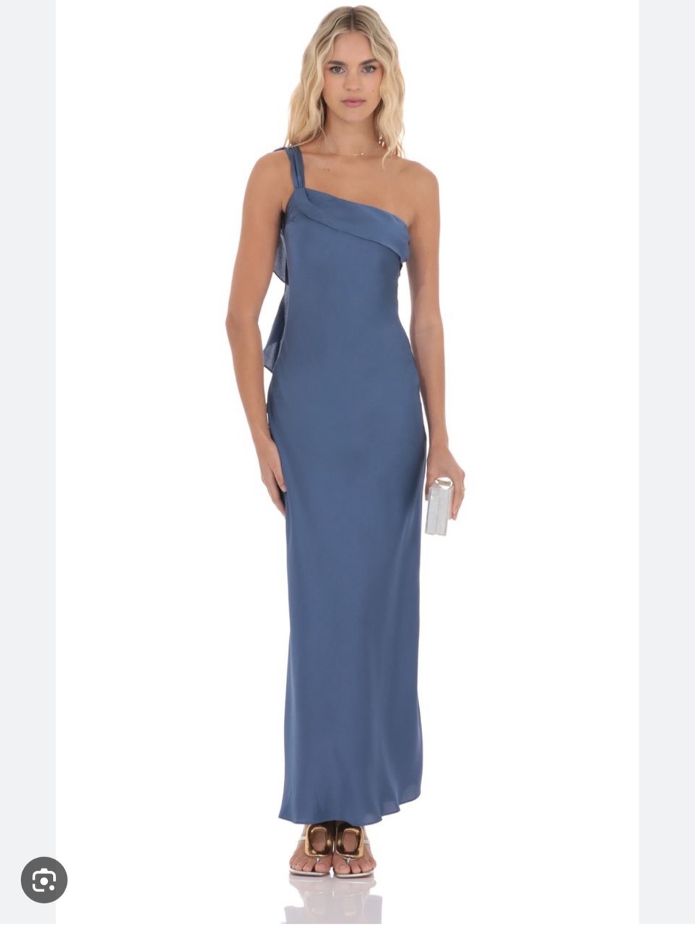 Lucy in the Sky One-Shoulder Slate Blue Evening Gown